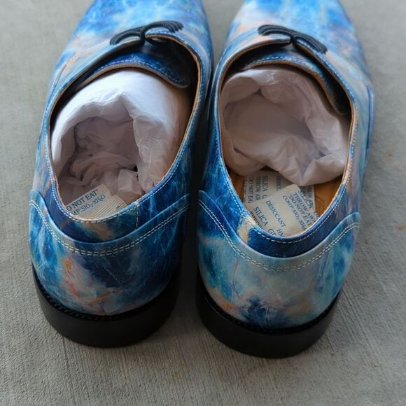 Thatcher Finch Men's Blue‎ Colored Marbled Luxury Dress Shoes Size 11 - Picture 7 of 10